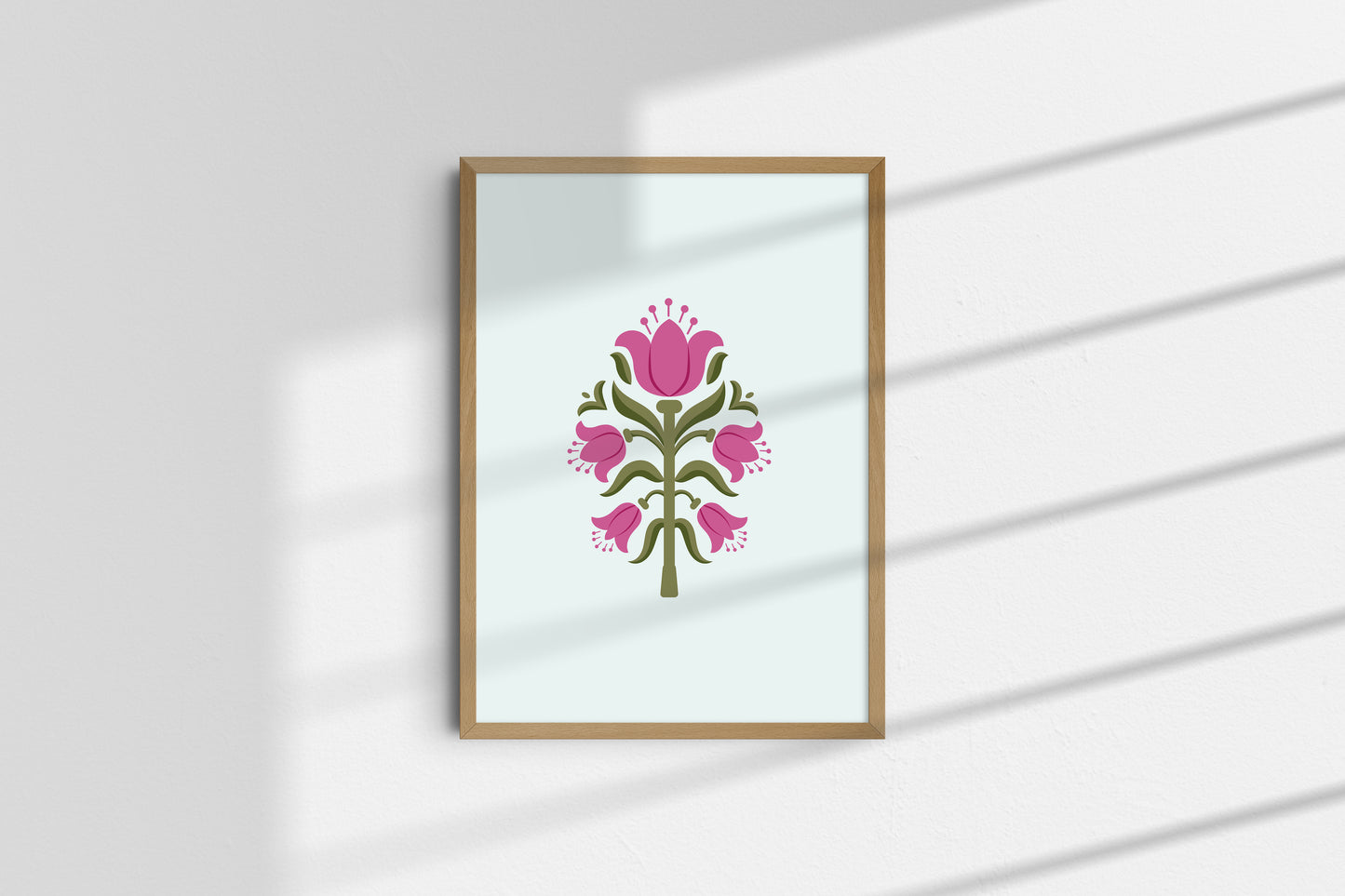 Vibrant Pink & Green Floral Art Poster I Contemporary Flower Print I Unframed
