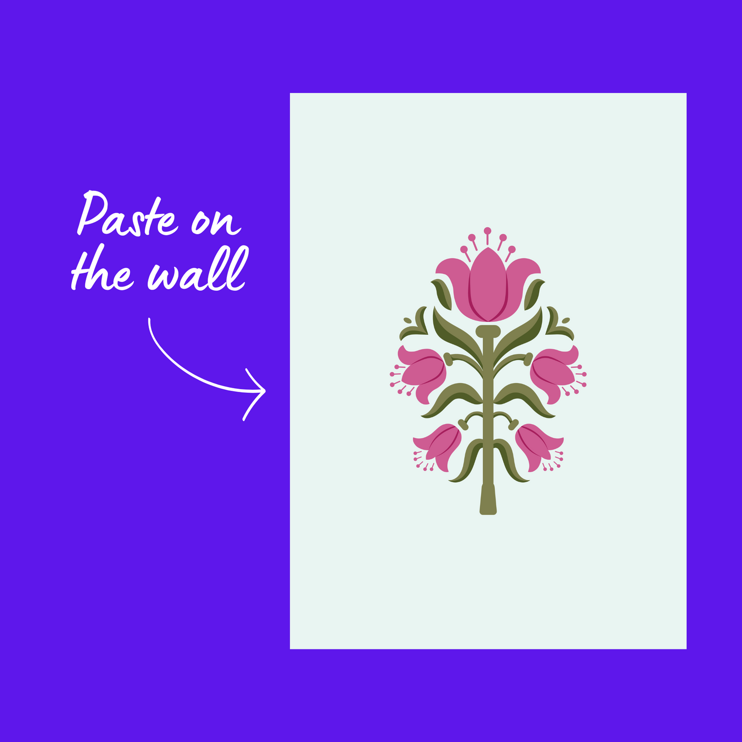 Vibrant Pink & Green Floral Art Poster I Contemporary Flower Print I Unframed
