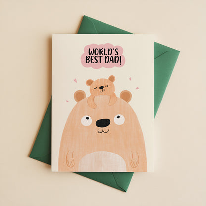 World's Best Dad! Bear Card I Perfect Father's Day Gift for Dad