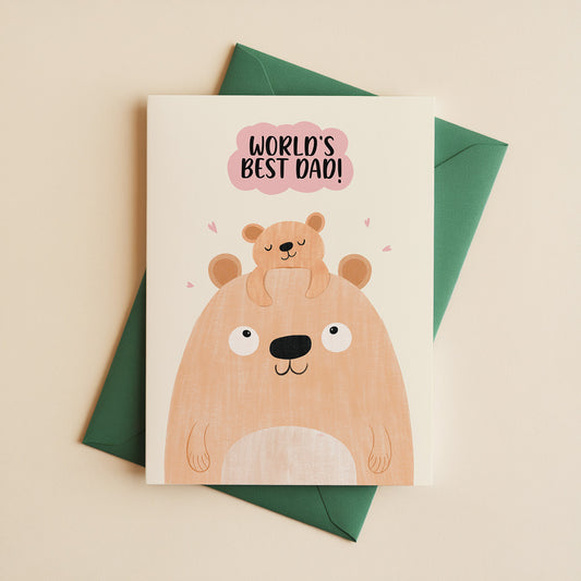 World's Best Dad! Bear Card I Perfect Father's Day Gift for Dad