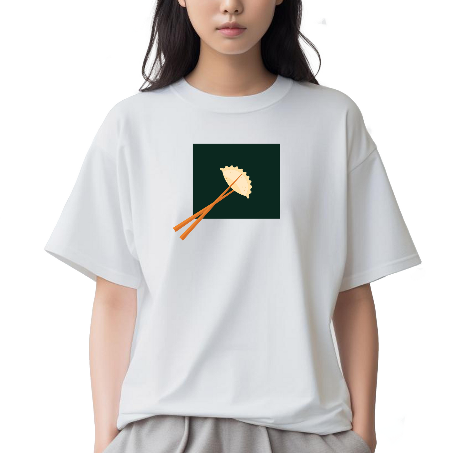 Momo On Chopsticks - Unisex Oversized T-shirt White