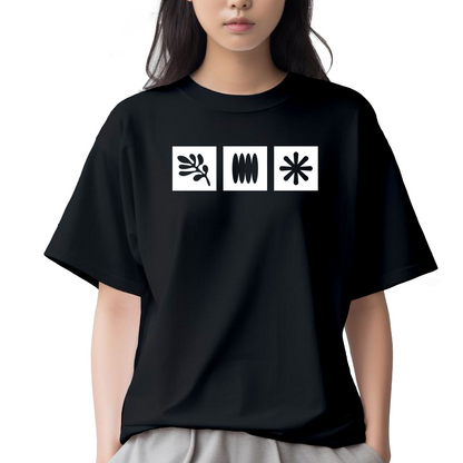 3 Symbols - Unisex Oversized T-shirt Black | Round Neck | 100% Cotton