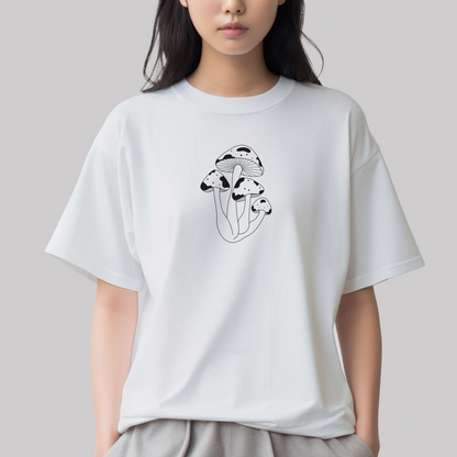 Black Mushroom - Unisex Oversized T-shirt White