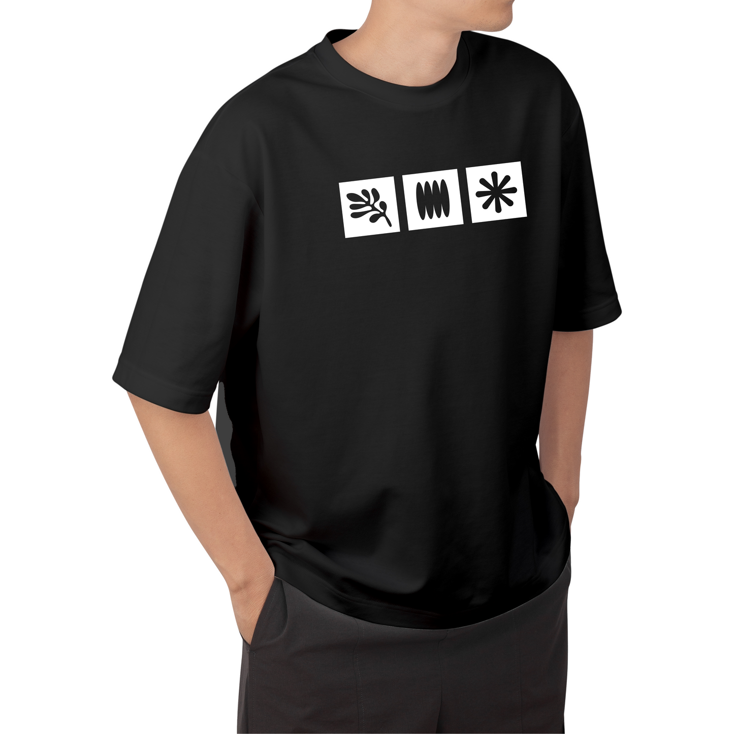 3 Symbols - Unisex Oversized T-shirt Black | Round Neck | 100% Cotton