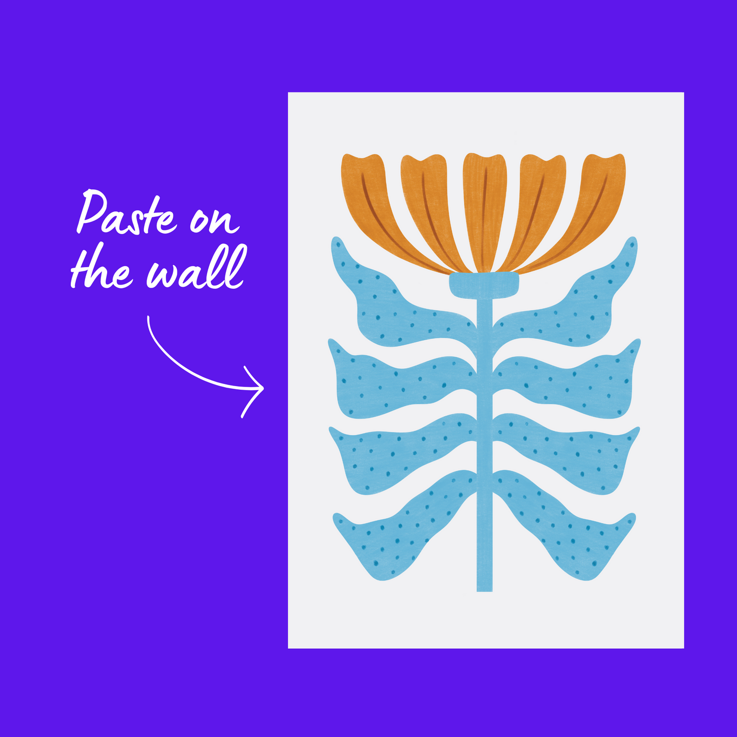 Blue Orange Floral Poster I Abstract Botanical Art I Unframed
