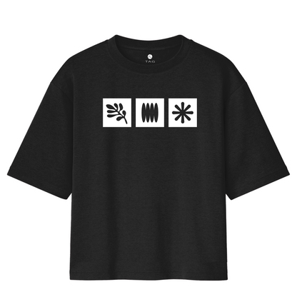 3 Symbols - Unisex Oversized T-shirt Black | Round Neck | 100% Cotton