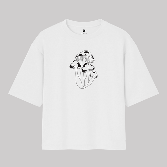 Black Mushroom - Unisex Oversized T-shirt White