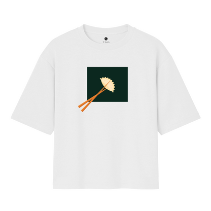 Momo On Chopsticks - Unisex Oversized T-shirt White